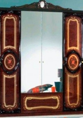 Шкаф 4-х дверный с зеркалами (01.144) Роза (могано) в Покачах - pokachi.ok-mebel.com | фото