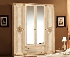 Шкаф 4-х дверный с зеркалами (02.144) Рома (беж) в Покачах - pokachi.ok-mebel.com | фото
