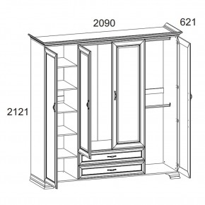 Шкаф 4D2S Z, TIFFANY, цвет вудлайн кремовый в Покачах - pokachi.ok-mebel.com | фото 1