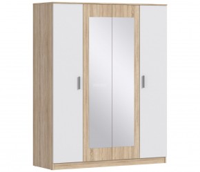 Шкаф 4х дверный с зеркалами Уют СБ-2750/1 (Дуб Сонома/Белый) в Покачах - pokachi.ok-mebel.com | фото