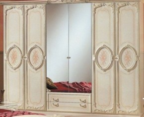 Шкаф 6-и дверный с зеркалами (01.146) Роза (беж) в Покачах - pokachi.ok-mebel.com | фото