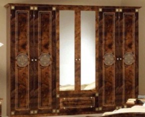 Шкаф 6-и дверный с зеркалами (02.146) Рома (орех) в Покачах - pokachi.ok-mebel.com | фото