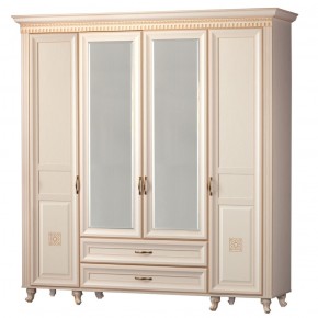 Шкаф для одежды 4-дверный с зеркалом №493 Марлен кремовый белый в Покачах - pokachi.ok-mebel.com | фото 1