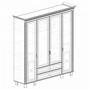 Шкаф для одежды 4-дверный с зеркалом №493 Марлен кремовый белый в Покачах - pokachi.ok-mebel.com | фото 2
