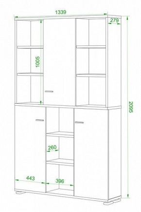 Шкаф книжный Домино ПУ-40-3 в Покачах - pokachi.ok-mebel.com | фото 2