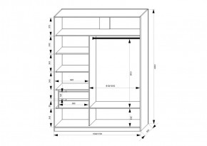 Шкаф-купе 1700 серии NEW CLASSIC K2+K2+B2+PL2(2 ящика+1 штанга+1 полка) профиль «Капучино» в Покачах - pokachi.ok-mebel.com | фото 3