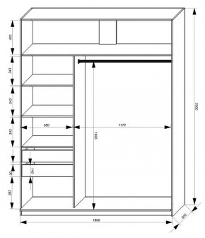 Шкаф-купе 1800 серии SOFT D1+D3+B2+PL1 (2 ящика+1штанга) профиль «Графит» в Покачах - pokachi.ok-mebel.com | фото 3