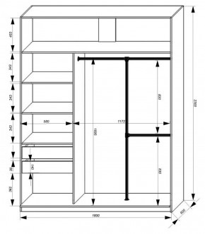 Шкаф-купе 1800 серии SOFT D8+D2+B2+PL4 (2 ящика+F обр.штанга) профиль «Графит» в Покачах - pokachi.ok-mebel.com | фото 3