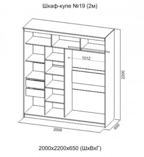 Шкаф-купе №19 Серия 3 Квадро (2000) Ясень Анкор светлый в Покачах - pokachi.ok-mebel.com | фото 4