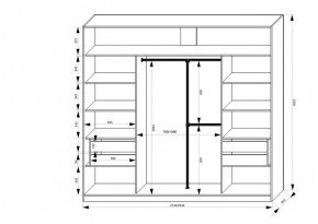 Шкаф-купе 2150 серии NEW CLASSIC K4+K4+K4+B22+PL4(по 2 ящика лев/прав+F обр.штанга) профиль «Капучино» в Покачах - pokachi.ok-mebel.com | фото 3