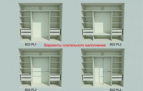 Шкаф-купе 2450 серии NEW CLASSIC K6Z+K1+K6+B22+PL2 (по 2 ящика лев/прав+1 штанга+1 полка) профиль «Капучино» в Покачах - pokachi.ok-mebel.com | фото 6