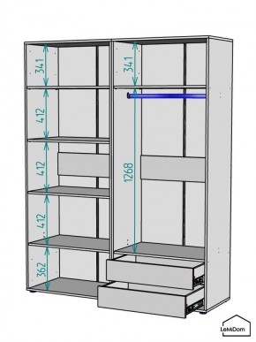 Шкаф Linnea MHR-4PO-2 2050х1600х510 (Белый-М 11.1.2) в Покачах - pokachi.ok-mebel.com | фото 3