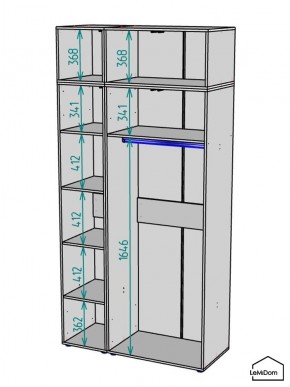 Шкаф с антресолью Linnea MHR-3A-1 2450х1200х510 (Графит-М 11.1.25) в Покачах - pokachi.ok-mebel.com | фото 3