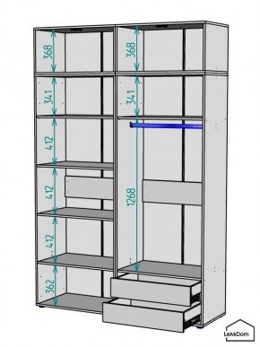 Шкаф с антресолью Linnea MHR-4POA-2 2450х1600х510 (Белый-М 11.1.2) в Покачах - pokachi.ok-mebel.com | фото 3