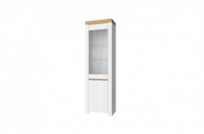 Шкаф с витриной  1V1D, TAURUS, цвет белый/дуб вотан в Покачах - pokachi.ok-mebel.com | фото