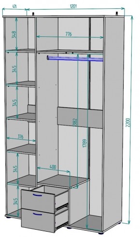 Шкаф с зеркалом Ольга H54_M в Покачах - pokachi.ok-mebel.com | фото 2