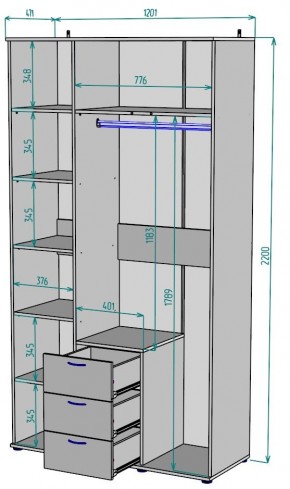 Шкаф с зеркалом Ольга H57_M в Покачах - pokachi.ok-mebel.com | фото 2