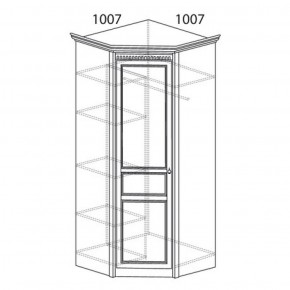 Шкаф угловой №183 "Лючия" Фасад зеркало (Угол 1007*1007) Дуб оксфорд серый в Покачах - pokachi.ok-mebel.com | фото 2