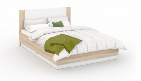 Спальня Аврора Кровать 160 со встроенным основанием под матрас Дуб сонома/Белый в Покачах - pokachi.ok-mebel.com | фото