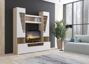 Стенка АНТАЛИЯ 2 (Сонома/Белый софт) в Покачах - pokachi.ok-mebel.com | фото 3