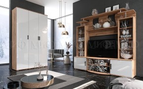 Стенка Виста (Белый глянец/Дуб крафт) в Покачах - pokachi.ok-mebel.com | фото 3