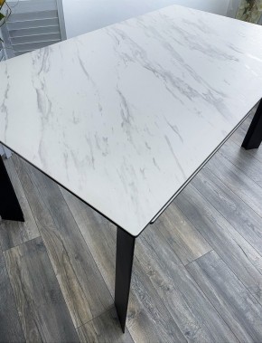 Стол CREMONA 140 KL-99 Белый мрамор матовый, итальянская керамика / черный каркас, ®DISAUR в Покачах - pokachi.ok-mebel.com | фото 3