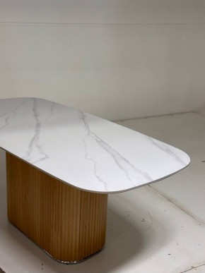 Стол TAMPA 180 цвет БЕЛЫЙ МРАМОР M326, керамика / Каркас OAK, ®DISAUR в Покачах - pokachi.ok-mebel.com | фото 3