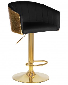 Стул барный DOBRIN DARCY GOLD SHINY, черный велюр с золотыми пайетками в Покачах - pokachi.ok-mebel.com | фото