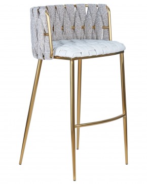 Стул барный DOBRIN EMMA GOLD, белый PU (T-01), белая ткань (F-49) в Покачах - pokachi.ok-mebel.com | фото 2