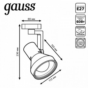 Светильник на штанге Gauss Track Light TR005 в Покачах - pokachi.ok-mebel.com | фото 6