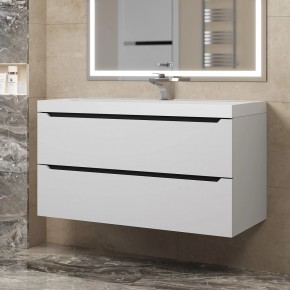 Тумба под раковину Uperwood Tanos 100 см, подвесная, белая/графит в Покачах - pokachi.ok-mebel.com | фото