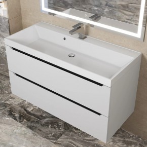 Тумба под раковину Uperwood Tanos 100 см, подвесная, белая/графит в Покачах - pokachi.ok-mebel.com | фото 10