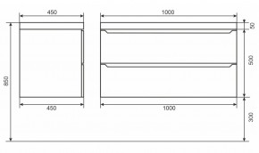 Тумба под раковину Uperwood Tanos 100 см, подвесная, белая/графит в Покачах - pokachi.ok-mebel.com | фото 6