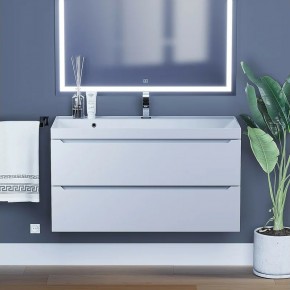 Тумба под раковину Uperwood Tanos 100 см, подвесная, белая матовая в Покачах - pokachi.ok-mebel.com | фото