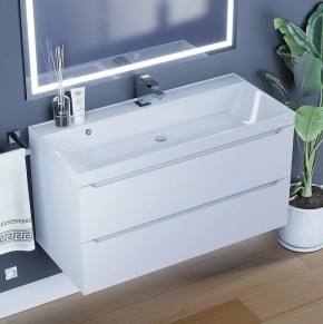 Тумба под раковину Uperwood Tanos 100 см, подвесная, белая матовая в Покачах - pokachi.ok-mebel.com | фото 10