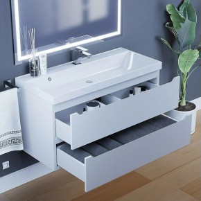 Тумба под раковину Uperwood Tanos 100 см, подвесная, белая матовая в Покачах - pokachi.ok-mebel.com | фото 9