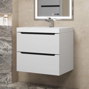 Тумба под раковину Uperwood Tanos 60 см, подвесная, белая/графит в Покачах - pokachi.ok-mebel.com | фото