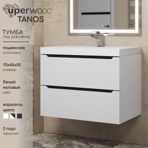 Тумба под раковину Uperwood Tanos 70 см, подвесная, белая/графит в Покачах - pokachi.ok-mebel.com | фото 3