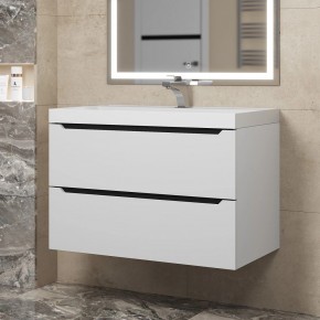 Тумба под раковину Uperwood Tanos 80 см, подвесная, белая/графит в Покачах - pokachi.ok-mebel.com | фото
