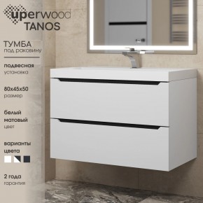 Тумба под раковину Uperwood Tanos 80 см, подвесная, белая/графит в Покачах - pokachi.ok-mebel.com | фото 3