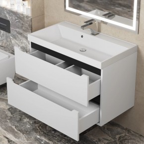 Тумба под раковину Uperwood Tanos 80 см, подвесная, белая/графит в Покачах - pokachi.ok-mebel.com | фото 9
