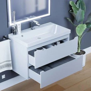 Тумба под раковину Uperwood Tanos 80 см, подвесная, белая матовая в Покачах - pokachi.ok-mebel.com | фото 2