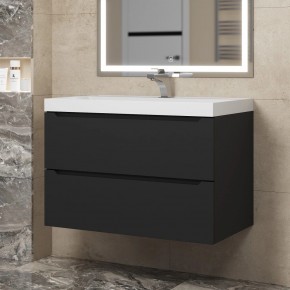 Тумба под раковину Uperwood Tanos 80 см, подвесная, черная матовая в Покачах - pokachi.ok-mebel.com | фото