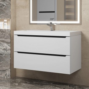 Тумба под раковину Uperwood Tanos 90 см, подвесная, белая/графит в Покачах - pokachi.ok-mebel.com | фото