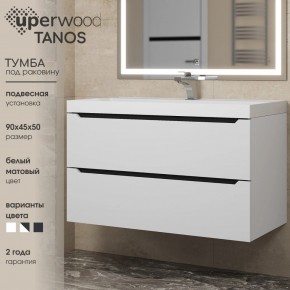 Тумба под раковину Uperwood Tanos 90 см, подвесная, белая/графит в Покачах - pokachi.ok-mebel.com | фото 3