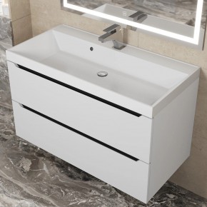 Тумба под раковину Uperwood Tanos 90 см, подвесная, белая/графит в Покачах - pokachi.ok-mebel.com | фото 9
