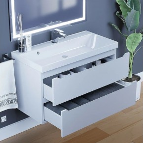 Тумба под раковину Uperwood Tanos 90 см, подвесная, белая матовая в Покачах - pokachi.ok-mebel.com | фото 4