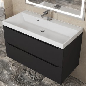 Тумба под раковину Uperwood Tanos 90 см, подвесная, черная матовая в Покачах - pokachi.ok-mebel.com | фото 11